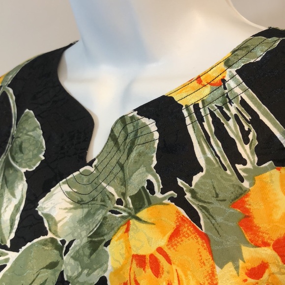 Jin Fashion Vintage Women’s Flower Print Black Blouse - Picture 9 of 13